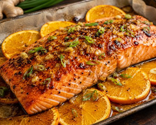 Orange Ginger Garlic Baked Salmon