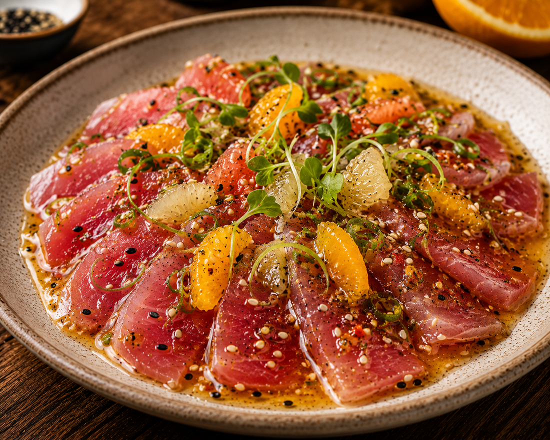 Tuna Crudo with Citrus Sesame Vinaigrette
