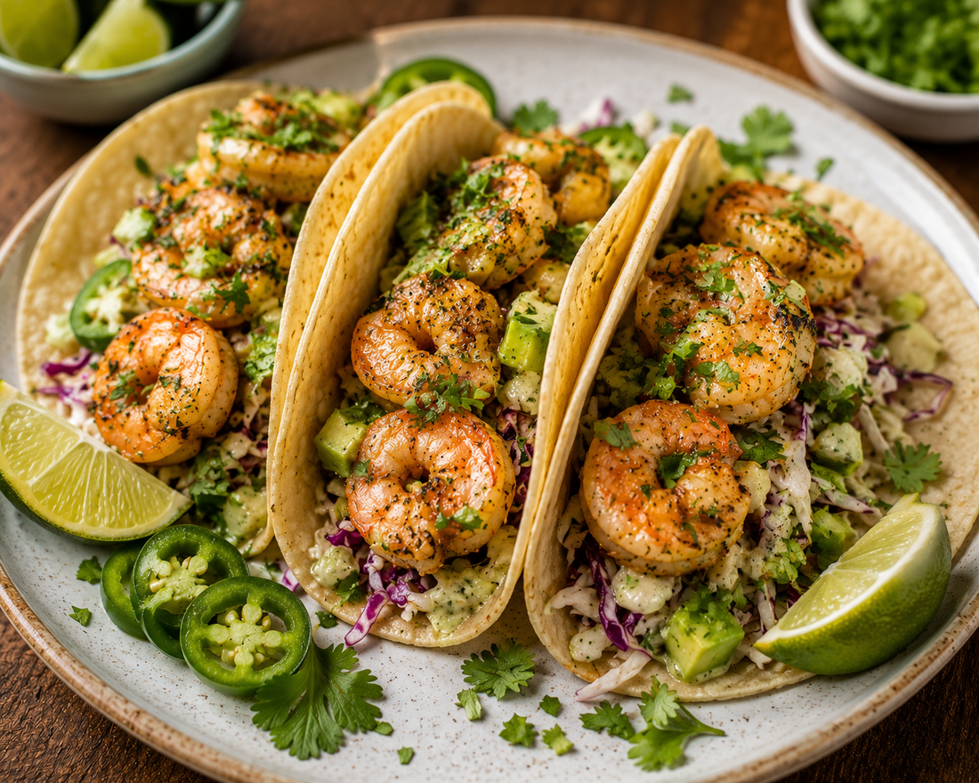 Cilantro Jalapeño Lime Shrimp Tacos