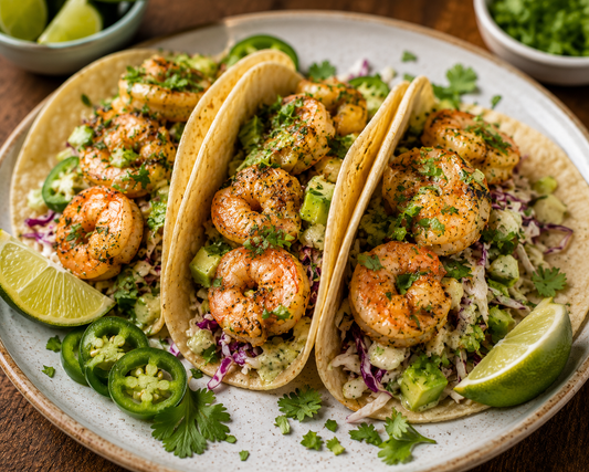 Cilantro Jalapeño Lime Shrimp Tacos