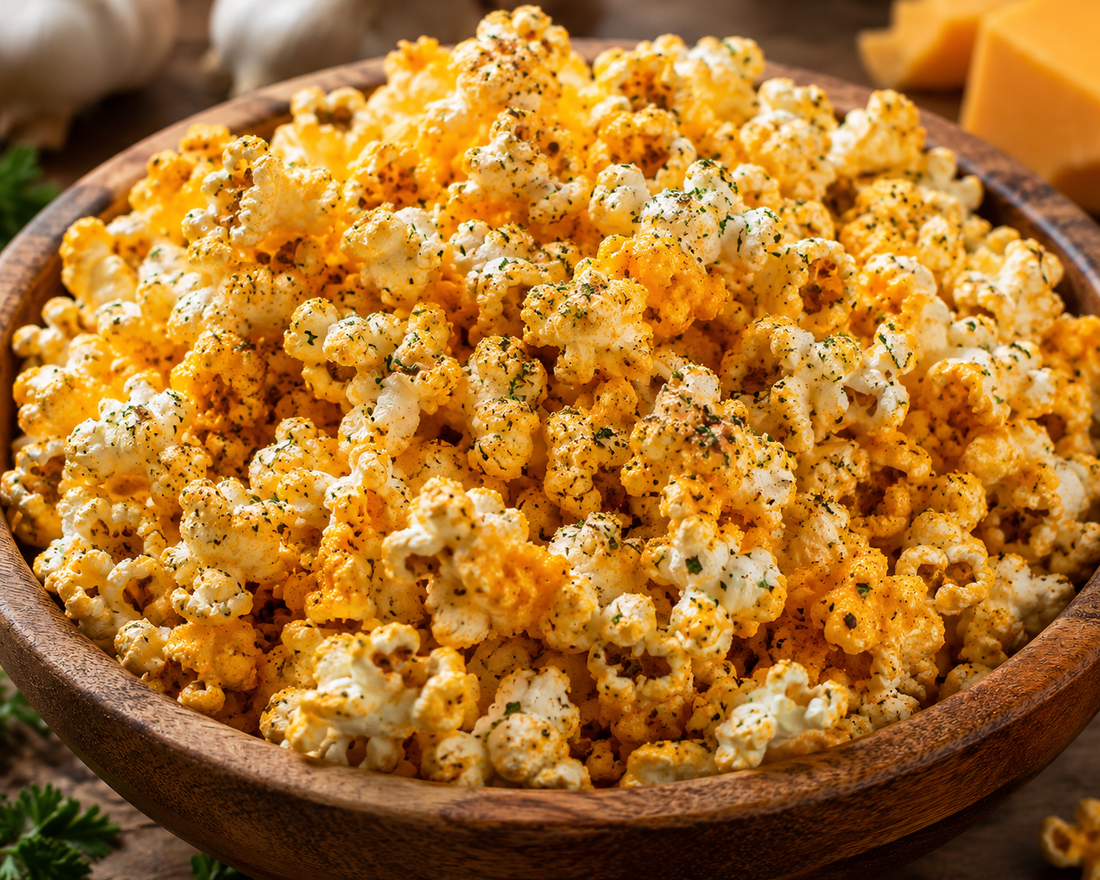 Homemade Garlic Cheddar Popcorn